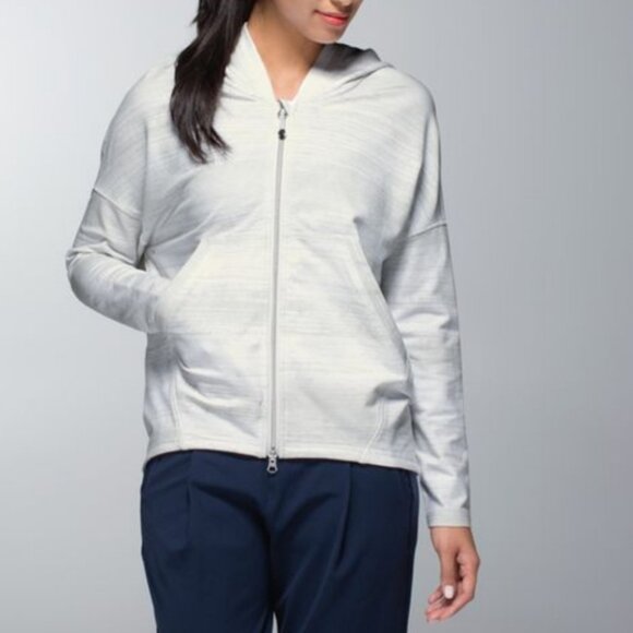 Lululemon Hold Your Om Hoodie Righteous Stripe White Athleisure - Picture 2 of 4